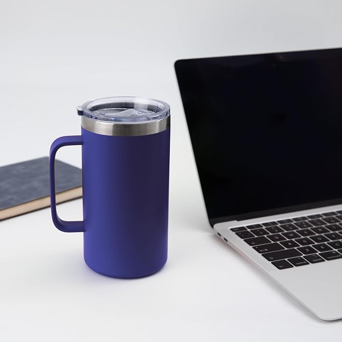 DOMICARE 24oz Mug with Handle and Lid, Stainless Steel Coffee Mug, Reusable Insulated Cup, Travel Mug with Handle, Double Wall Vacuum Coffee Tumbler for Men and Women, Dark Blue, Pack 1 - Image 6