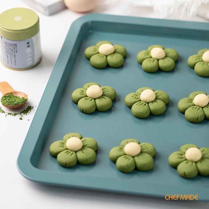 CHEFMADE Sheet Pan, 13 Inch Nonstick Carbon Steel Baking Cookie Pan | For Baking, Roasting & Pastry ∙ Oven Bakeware ∙ Even Heat Distribution (Green) - Image 4