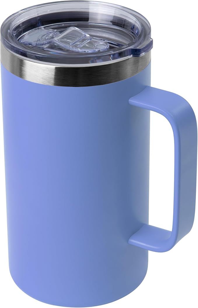 DOMICARE 24oz Mug with Handle and Lid, Stainless Steel Coffee Mug, Reusable Insulated Cup, Travel Mug with Handle, Double Wall Vacuum Coffee Tumbler for Men and Women, Blue, Pack 1 by VisittheDOMICARE