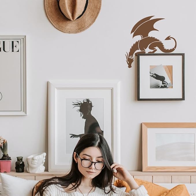 FINGERINSPIRE Dragon Painting Stencil with Paint Brush 11.8x11.8inch Pterosaur Drawing Template Dragon Pattern Stencil Corner Theme Decoration Template for Painting on Wood Wall Fabric Furniture - Image 4