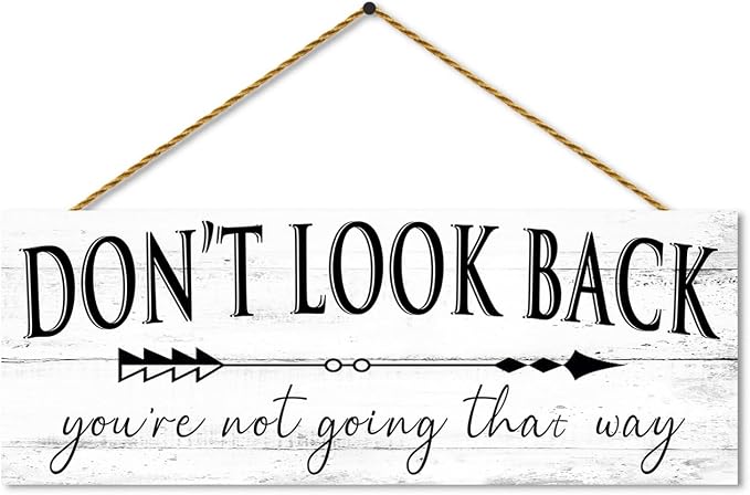 Farmhouse Themed Inspirational Signs: Motivational Quotes "Don't Look Back" Canvas Prints Decor - Vintage Office Decoration Rustic Wall Plaque for Home 6" x 14.5" by 1KINGO