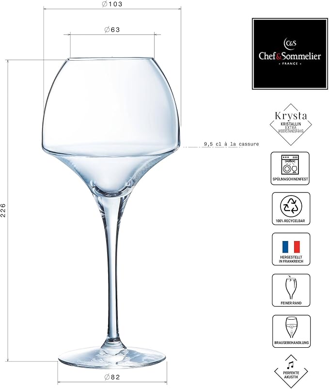 Chef & Sommelier - Open Up Collection - 6 crystal wine glasses 47cl - Soft - Modern and Elegant - Made in France - Reinforced packaging - Transparent | Krysta Crystalline Ultra-Resistant Stemmed Glass for Tasting, Dishwasher Safe, Made in France - Image 5