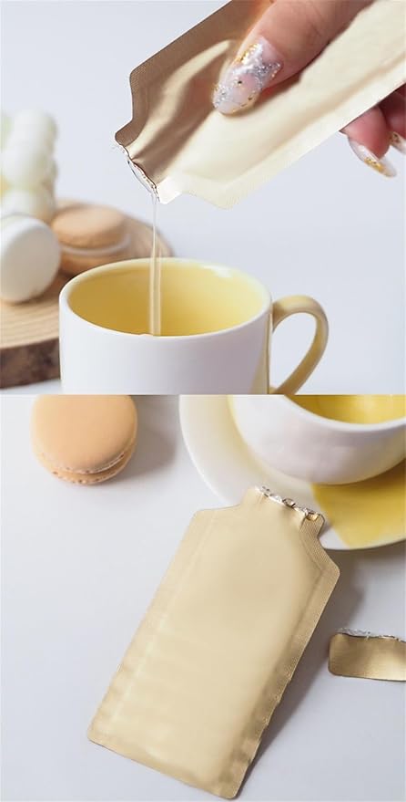NATX 100Pcs Bottle Shape Open Top Aluminum Foil Pouch Package Bag with Tear Notch Portable Cute Bottle Shape Food Preservation Smell Proof Packaging Pouches (Gold, 2.9×5.1in (7.5×13cm)) - Image 7