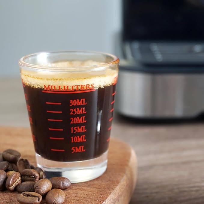 Shot Glasses Measuring cup Liquid Heavy Wine Espresso Shot Glass 26-Incremental Measurement 1oz, 6 Tsp, 2 Tbs, 30ml (2 pack-red 30ml)