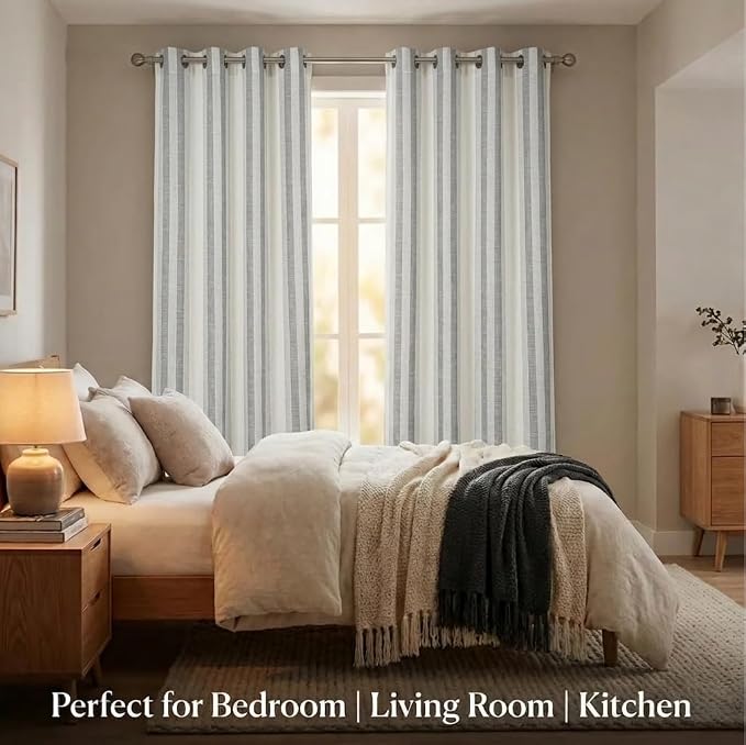 Urban Villa Cotton Grommet Curtains 52x84 (2 Panels) Curtis Stripes - Image 3