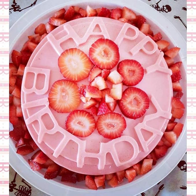 Birthday Cake Molds for Baking Silicone Cake Pan Tools，Non-stick Cheese Reusable and Durable Pastry Mould for Dessert, Cookie, Bread, Pudding, Jelly, Chocolate and More（Pink、7.9in）