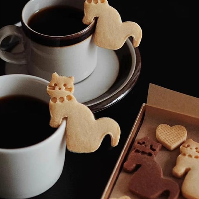 Cats Coffee Cup Cookie Stamp Easy Dishwasher Safe for Professional and Home Bakers Alike Cats Shape Cookie Stamp - Image 2