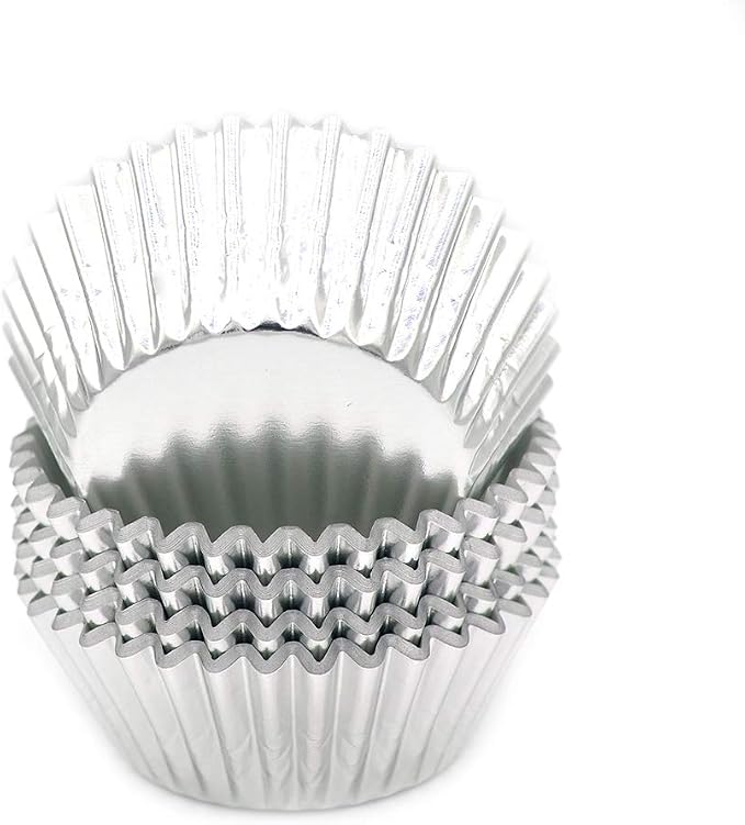 Standard Silver Foil Cupcake Liners Muffin Baking Cups for Party and More, 100-Count by Mombake