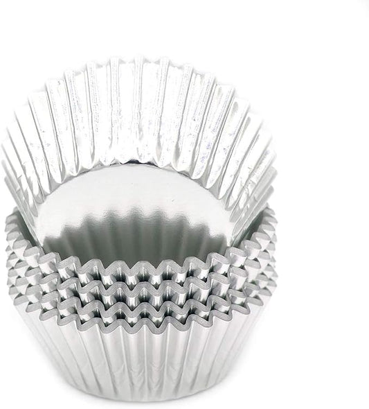 Standard Silver Foil Cupcake Liners Muffin Baking Cups for Party and More, 100-Count by Mombake