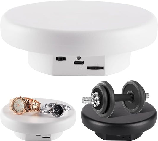 360° Electric Rotating Platform with Type-C Cable, 6.3in / 15lb Motorized Rotating Display for Jewelry Photography Products Live Show Video shoot, Mushroom Rotating Stand for 3D Model Cake White