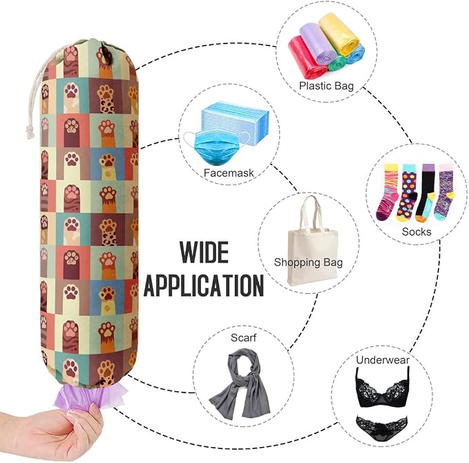 Cat Pattern Grocery Bags Holder Organizer For Shopping Bags，Wall Mount Plastic Bags Storage Container Dispensers, Pet Lovers Home Kitchen Gifts For Women, Family, Friends, Cat Dad, Cat Mom - Image 4
