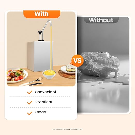 Stainless Sauce Dispenser Pump 4L/4.2Qt Single Head Sauce Dispenser Pump Sauces, Ketchup, Syrup, Salad Buffet Equipment Condiment Pump Station for BBQ Restaurants Sauce