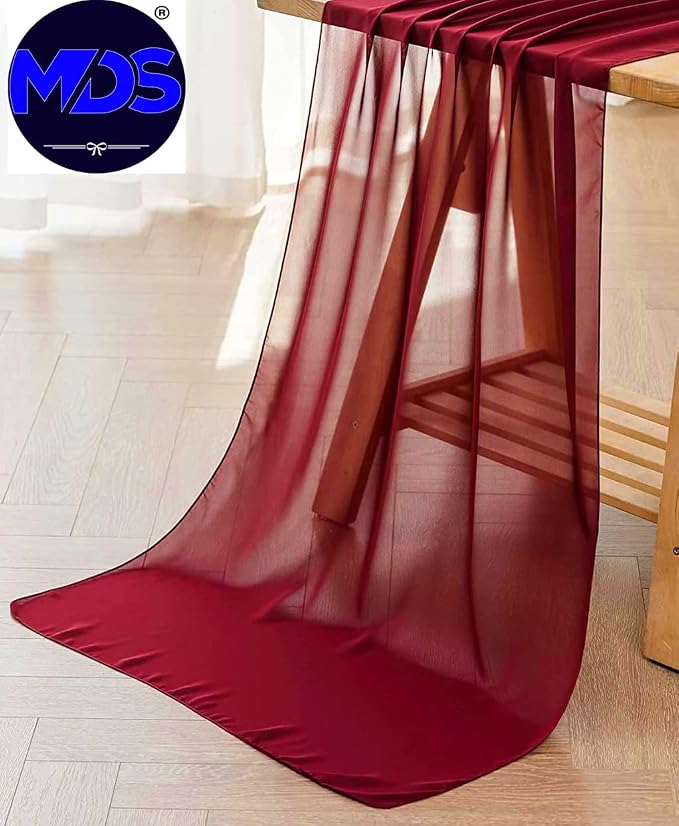 MDS Pack of 15 | Maroon | 14ft Chiffon Table Runner 29x170 Inches Long Romantic Rustic Sheer Gauze Runner for Wedding Bridal Shower Birthday Banquets Engagement Spring Easter Boho Decorations - Image 8