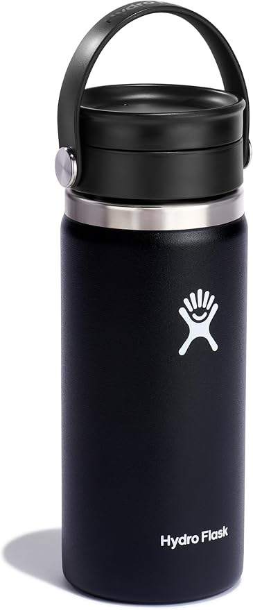 Hydro Flask Water Bottle - Insulated Stainless Steel - Wide Mouth Flex Lid, Non Spill, Leakproof and Refillable in 16 Oz Black - Image 2