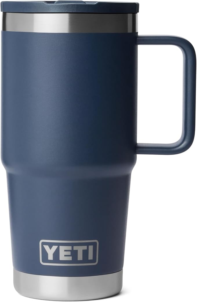 YETI Rambler 20 oz Travel Mug with Flip Straw Lid – Stainless Steel, Vacuum Insulated, Leakproof, Cup Holder Friendly, Navy by YETI