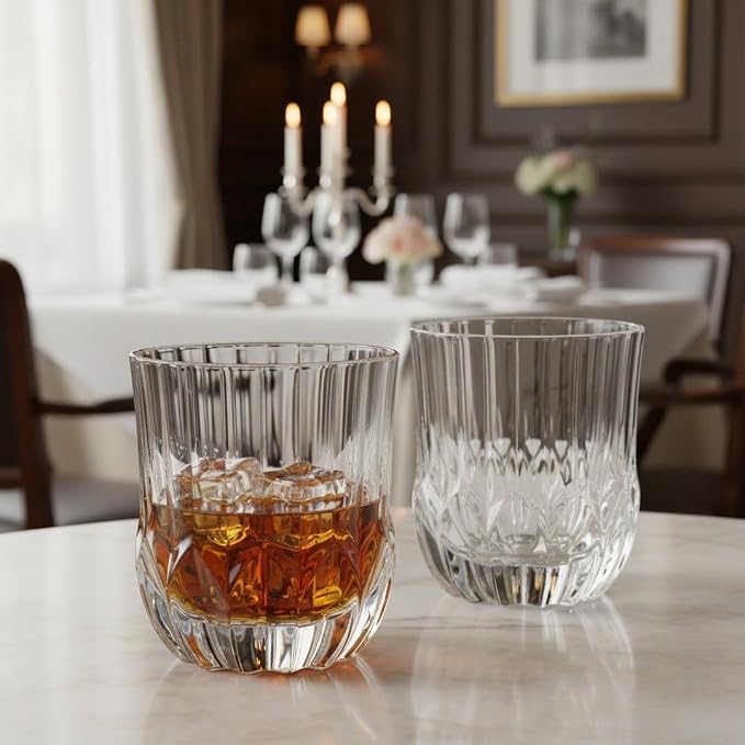 Luxury Italian Restaurant Crystal Double Rocks Glass, 2-Piece Gift Box Set - Image 8