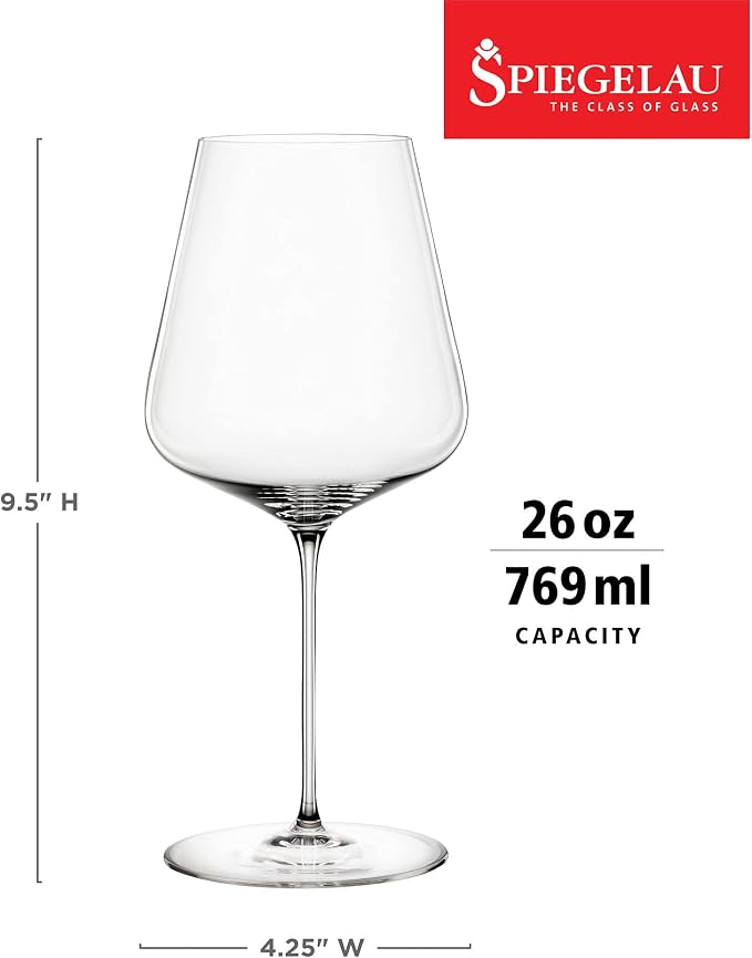 Spiegelau Definition Bordeaux Wine Glasses, Crystal Clear Drinking Glasses for Red Wine, Elegant Stemmed Glassware, Home Bar, Dinner Party, Wedding Gifts, Hosting Essentials, 26 oz, Set of 4 - Image 3