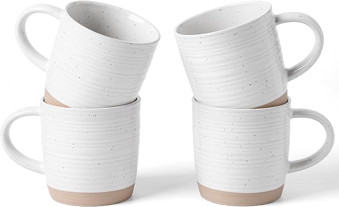 famiware Coffee Mugs Set of 4, 13 oz Mug Set, Ceramic Cup Set with Handle for Coffee, Tea, Cocoa, Milk, Constellation Series, Polar White by Famiware