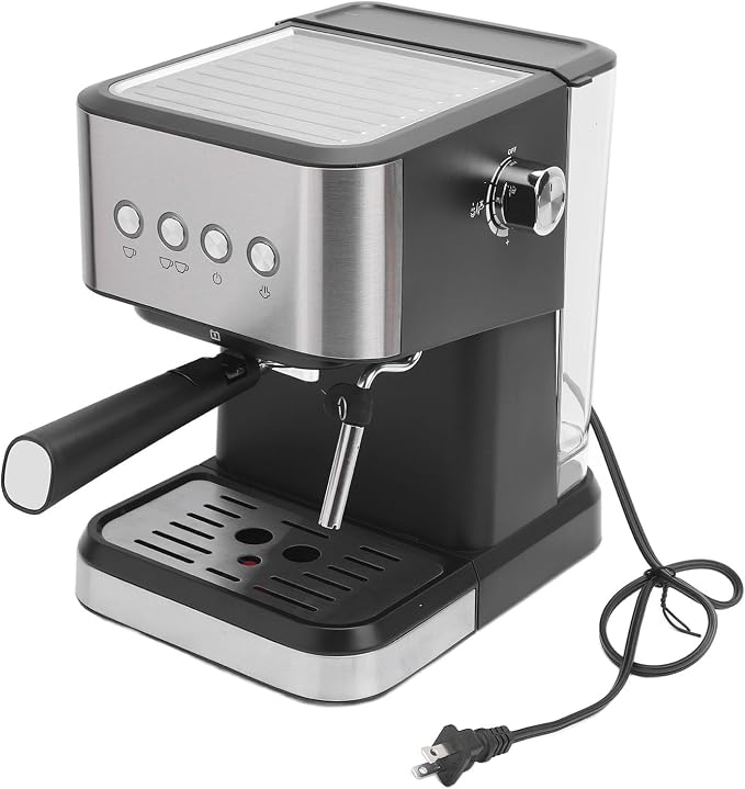 Semi Automatic Compact Coffee Machine 20 Bar Maker with Milk Frother Steam Wand, 1.5L Water Tank, Quick Preheat, 110V for Cappuccino Latte - Stainless Steel (US Plug 110V) - Image 5