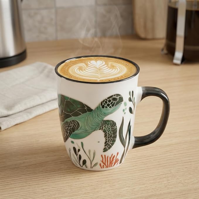 Color Changing Coffee Mugs - 16oz Ceramic Sea Turtle Mug, Ocean Animal Coffee Mugs for Women, Gifts for Mom Wife Mother's Day & Christmas - Image 6