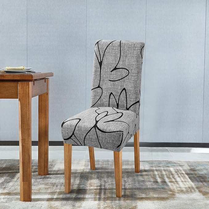 Fuloon Dining Chair Slipcover, Stretch Parson Chair Protector for Home | Printed Gray Lotus, Set of 4, Super Fit, Stretch, Removable, Washable, Suits for Hotel, Dining Room, Ceremony, Banquet Party - Image 5