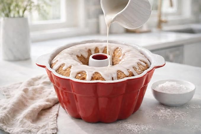 Emeril Lagasse Fluted Cake Pan Stoneware 9.5 in – Pound Cake Baking Pan, Perfect for Baking Delicious Cakes! - Image 5