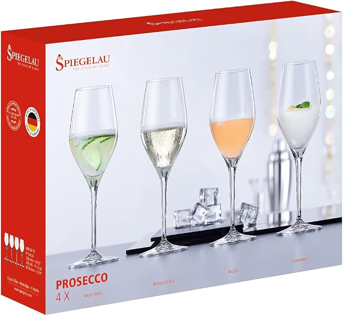 Spiegelau Prosecco Sparkling Wine Glasses, Crystal Clear Champagne Glasses, Elegant Long Stem Glassware for Wedding Gifts, Anniversary Celebrations, Housewarming, Dinner, Bar Cart, 9.1 oz, Set of 4 - Image 6