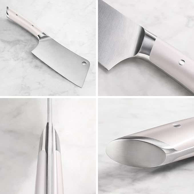 Cangshan HELENA Series German Steel Forged Cleaver Knife Block Set (3-Piece, White)