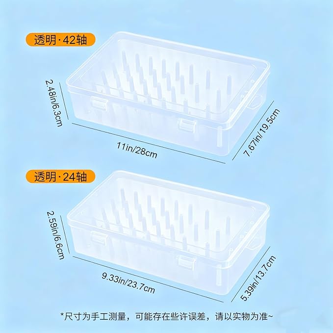 3pcs Piping Tips Organizer with Fixed Pins 72/126-Capacity Cake Decorating Storage Box for Baking Tools (1pcs-42 transparent color)