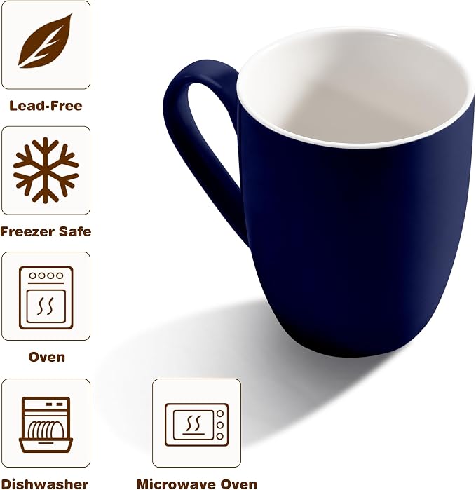 Urbanstrive 16 oz Large Coffee Mug with Handle Tea Cup Novelty Coffee Cup for Men Women Office Work, Dark Blue - Image 3
