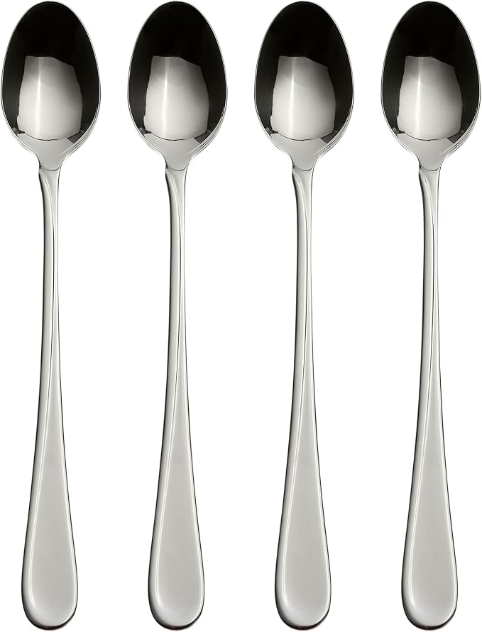 Oneida Flatware Flight, Iced Tea Spoons, Set of 4 | Mirror finish | long handle | dishwasher safe, cutlery set for kitchen and dining, utensil set, kitchen essentials by Oneida