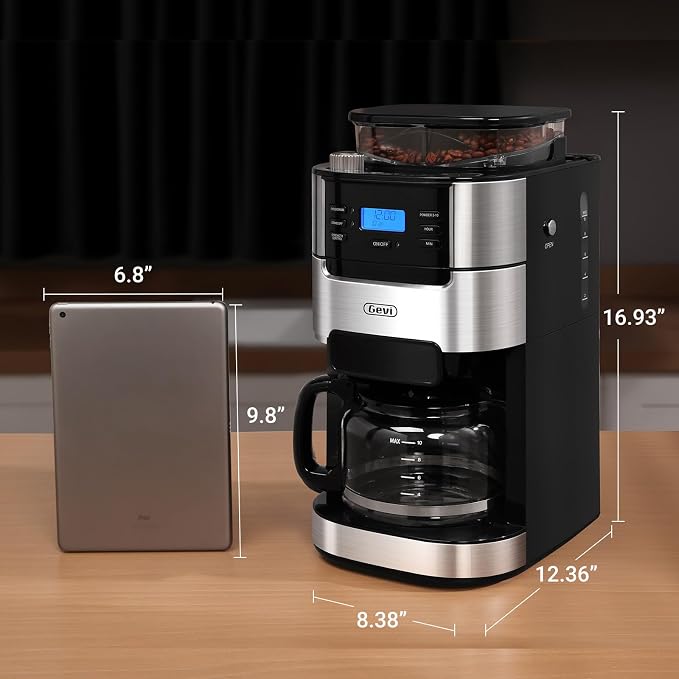 Gevi 10-Cup Grind-And-Brew Drip Coffee Maker with Built-In Burr Grinder | Programmable Timer, 1.5L Water Tank, 2-Hour Auto Keep-Warm, Durable Reusable Permanent Filter for Daily Coffee Brewing - Image 6