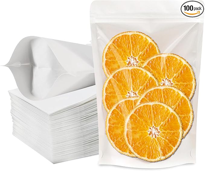100 PCS Resealable Packaging Bags for Small Business，Kraft Bags With Window Clear Fornt Heat Seal Sealable 4.7"X7.9"Paper Zipper Stand Up Pouches Nut Bag Coffee Cookie Herb Food Bakery Storage by SixWeKit