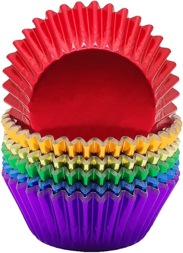 Rainbow 6 Bright Colors Standard Cupcake Liners Muffin Foil Paper Baking Cups, 120-Count by Mombake