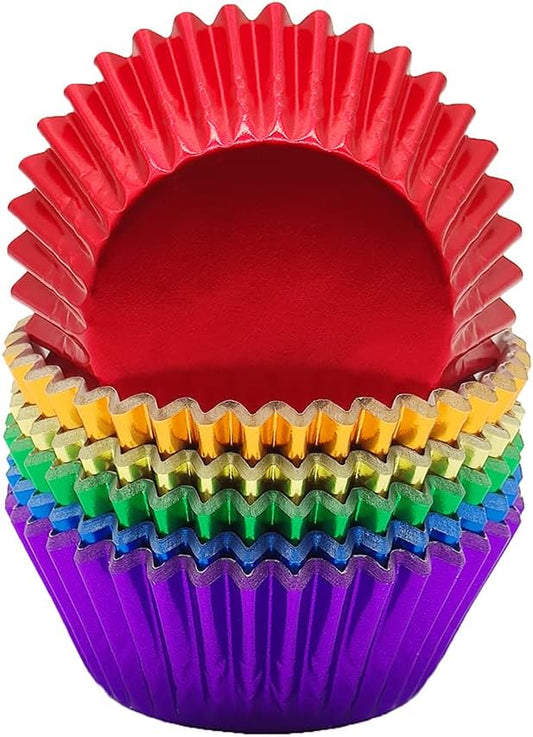 Rainbow 6 Bright Colors Standard Cupcake Liners Muffin Foil Paper Baking Cups, 120-Count by Mombake