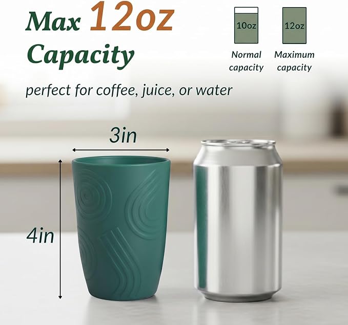 Homienly Cups for Drinking 12oz Daily Use Cups Dishwasher Safe Plastic Cups Alternative Stackable and Lightweight Reusable cups for Family Use-Forest Series - Image 2