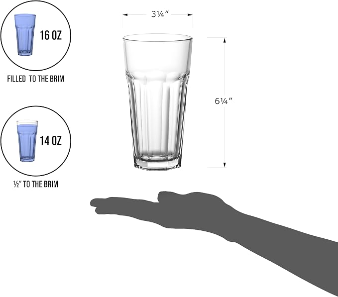 Red Co. Set of 6 Clear Glass 16 Fl Oz Drinking Highball Tumblers for Water, Juice, Beer, Cocktails - Image 9