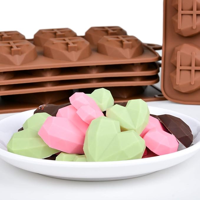 3 Sizes Silicone Molds for Chocolate Bombs Large Medium Small Diamond Heart Shaped Cake Mold Set Mini Heart Candy Molds for Wax Melts