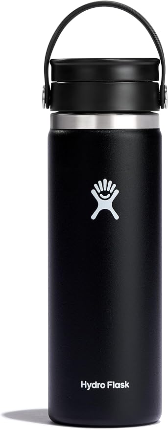 Hydro Flask Wide Mouth Bottle with Flex Sip Lid - Insulated Water Bottle Travel Cup Coffee Mug Black 20 oz by Unknown