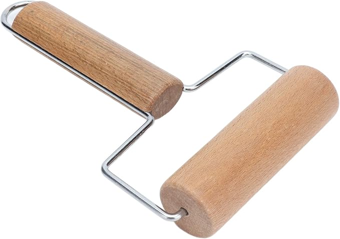 Rolling Pin, Beech Wood and Stainless Steel Dough Roller, Smooth Polished Surface, 160g for Pizza Cake Bread Cookies Baking in Home Kitchen - Image 9