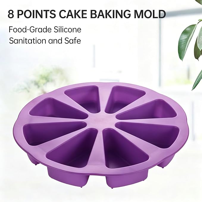 Silicone Dessert Mold Silicone Cake Mold Baking 8 Cavity Non Stick Multipurpose Baking Pan Easy Release Flexible with 8 Connected Cavities for Cakes Bread Chocolate Pizza (Purple) - Image 6