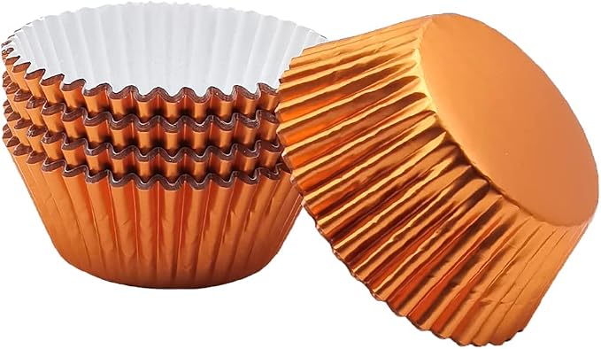 Standard Orange Foil Cupcake Liners Muffin Baking Cups for Party and More, 100-Count - Image 4