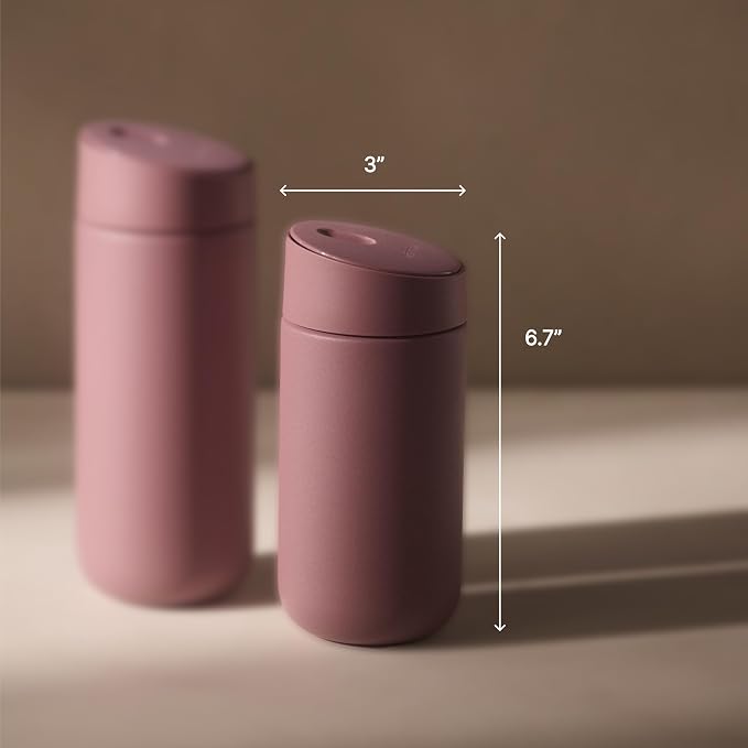 Fellow Carter Slide Ceramic Lined Travel Coffee Mug 12 oz, One-Handed Lid | No Metallic Taste Stainless Steel Coffee Tumbler, Leak-Proof, Hot 6Hr Cold 6Hr, BPA-Free, Dishwasher Safe, Desert Rose - Image 4