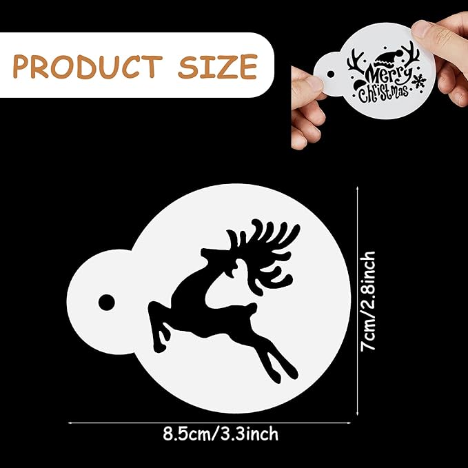 Marspark 30 Pieces Holiday Cookie Coffee Stencils Latte Art Christmas Thanksgiving Halloween Cookie Baking Stencils Templates Decoration for Cake Bread Decor, Reusable Sourdough Painting Mold Tools