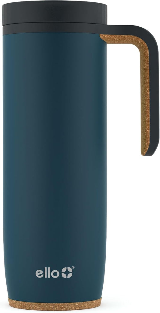 Ello Magnet 18oz Vacuum Insulated Stainless Steel Travel Mug with Side Handle and Leak-Proof Slider Lid and Built-in Coaster, Keeps Hot for 5 Hours, Perfect for Coffee or Tea, BPA-Free by Ello