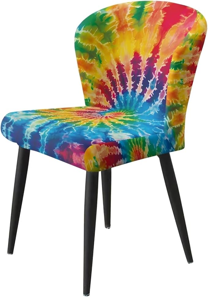 Tie Dye Bar Stools Covers 2 Pcs Barstool Slipcovers Elastic Stool Cushion Cover Swivel Barstool Covers Slipcovers for Low Short Back - Image 3