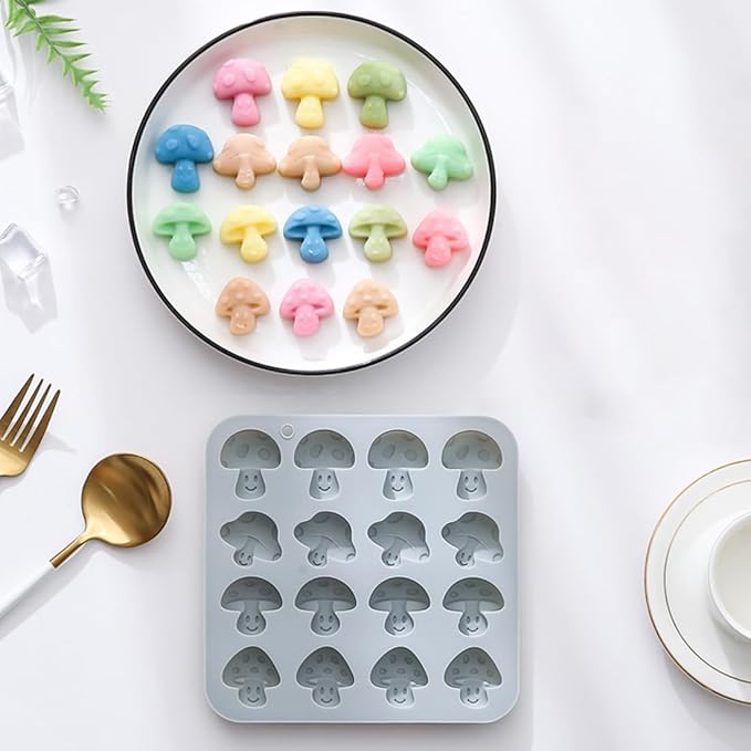 32 Cavities Mushroom Shape Candy and Chocolate Silicone Molds,Unique and Cute, Non-Stick, Baking Molds for Making Birthday Cake, Cake Decoration, Jelly, Cupcake, Ice Cubes 2 Count