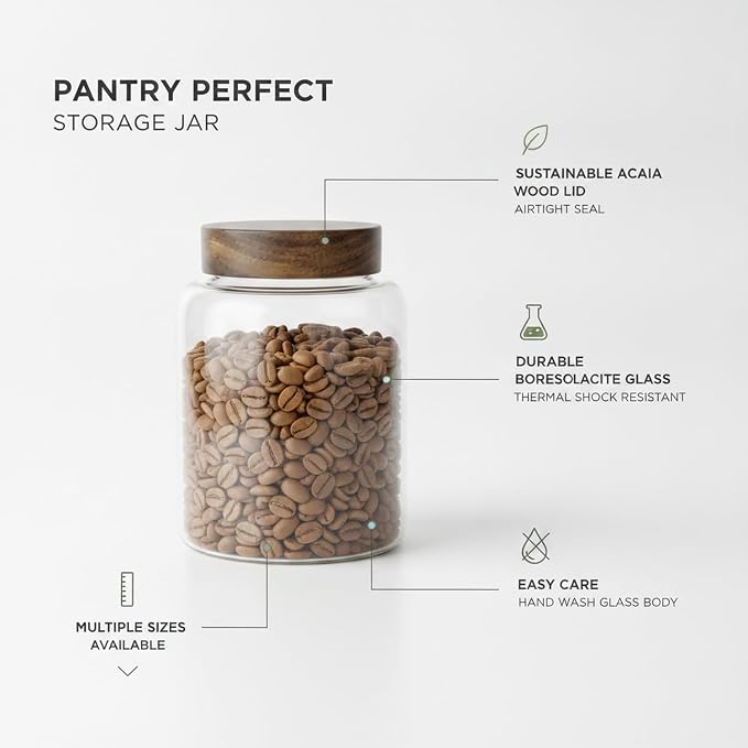 Store Dry Pantry Staples in This Borosilicate Glass Jar with Acacia Wood Lid - Image 5