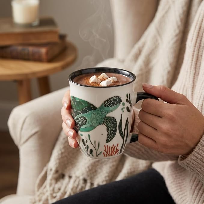 Color Changing Coffee Mugs - 16oz Ceramic Sea Turtle Mug, Ocean Animal Coffee Mugs for Women, Gifts for Mom Wife Mother's Day & Christmas - Image 2