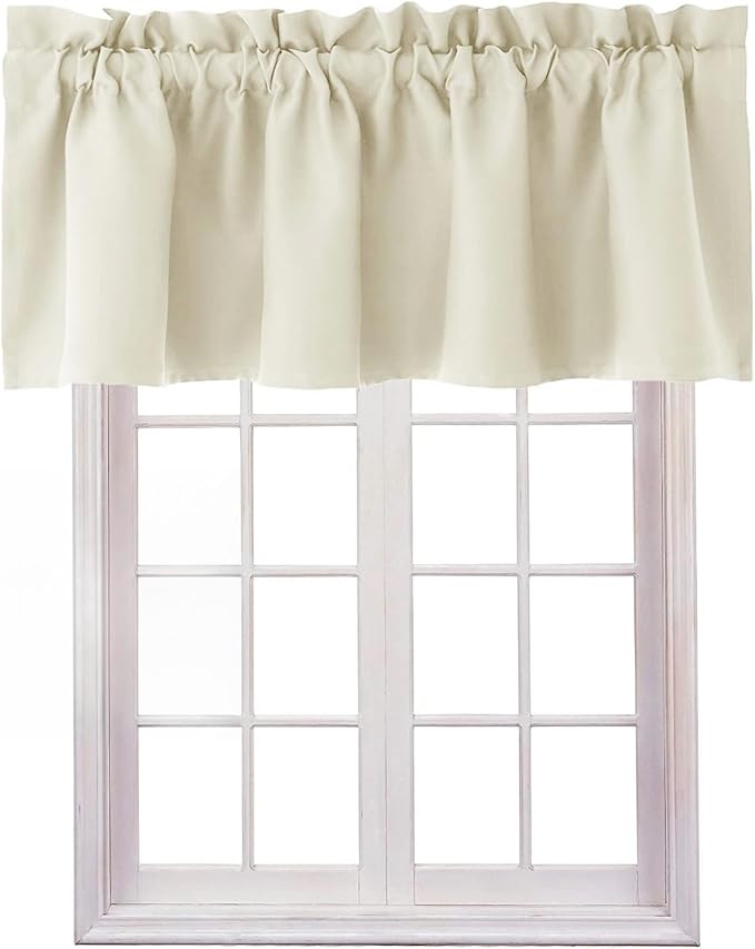 Hiasan Valance Curtains for Kitchen Blackout Thermal Insulated Solid Window Curtain Valance, Light Beige, 42 x 12 Inches, 1 Panel by Hiasan